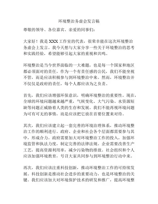 环境整治务虚会发言稿
