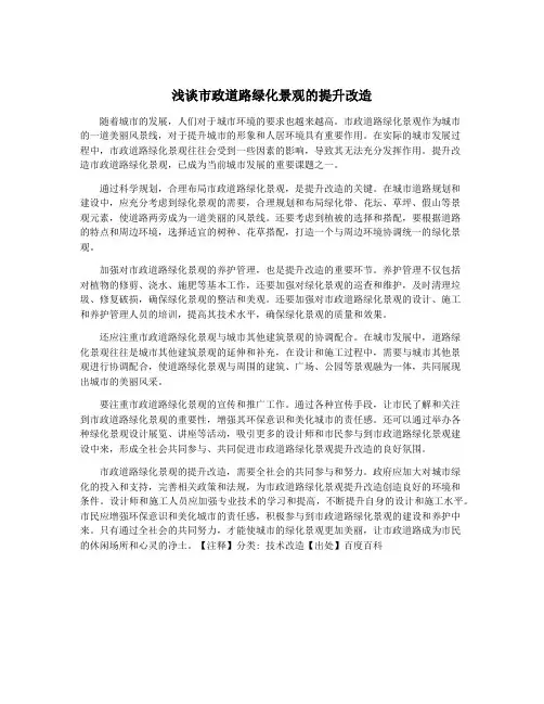 浅谈市政道路绿化景观的提升改造