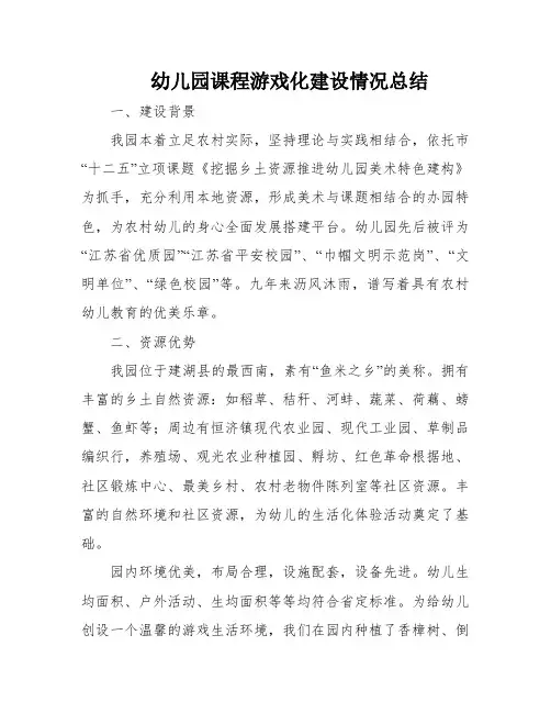 幼儿园课程游戏化建设情况总结