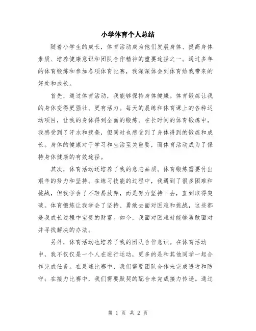 小学体育个人总结