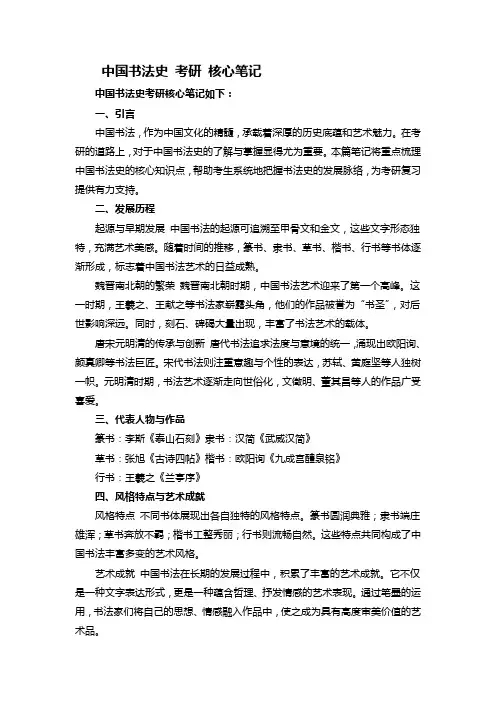 中国书法史考研核心笔记