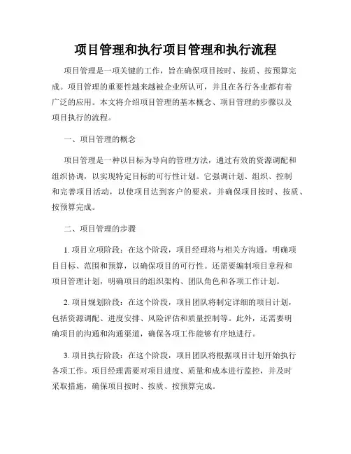 项目管理和执行项目管理和执行流程