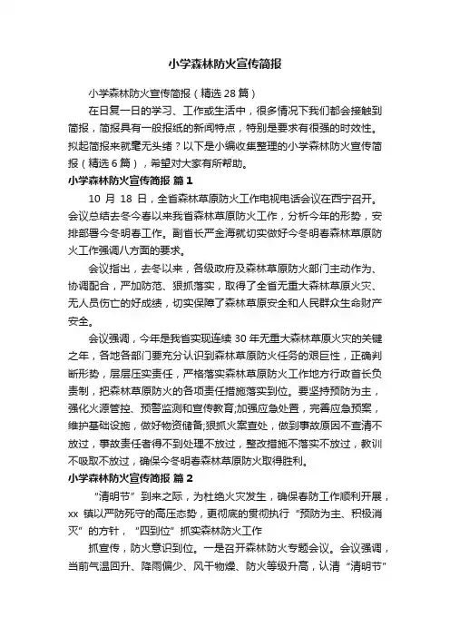 小学森林防火宣传简报