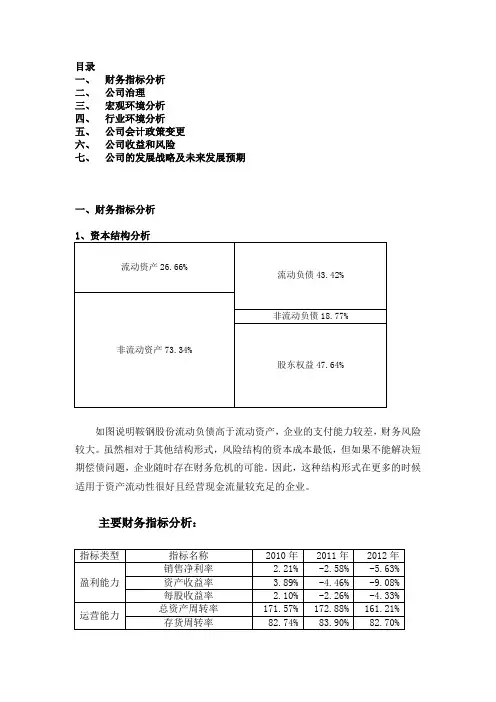 鞍山钢铁财务报表分析