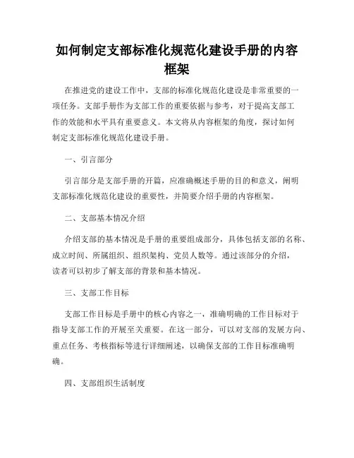 如何制定支部标准化规范化建设手册的内容框架