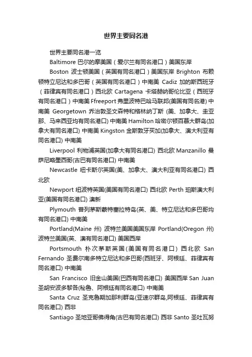 世界主要同名港