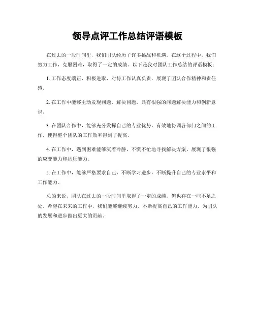 领导点评工作总结评语模板