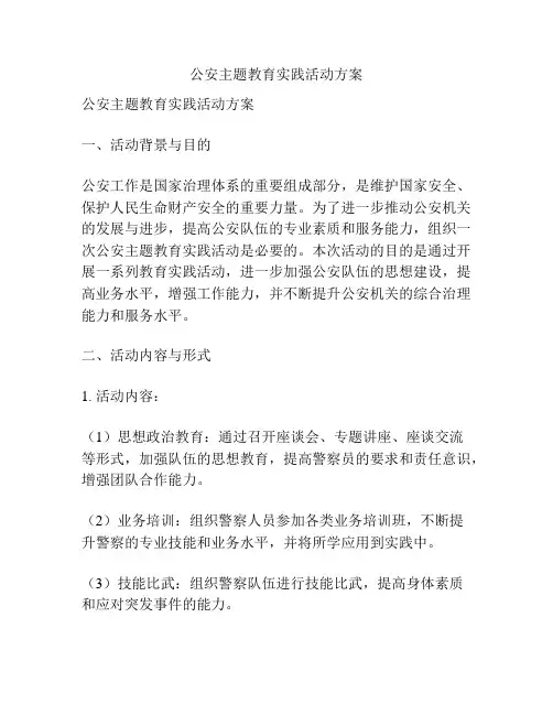 公安主题教育实践活动方案