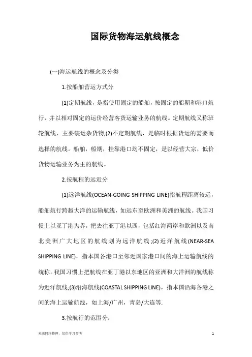 国际货物海运航线概念