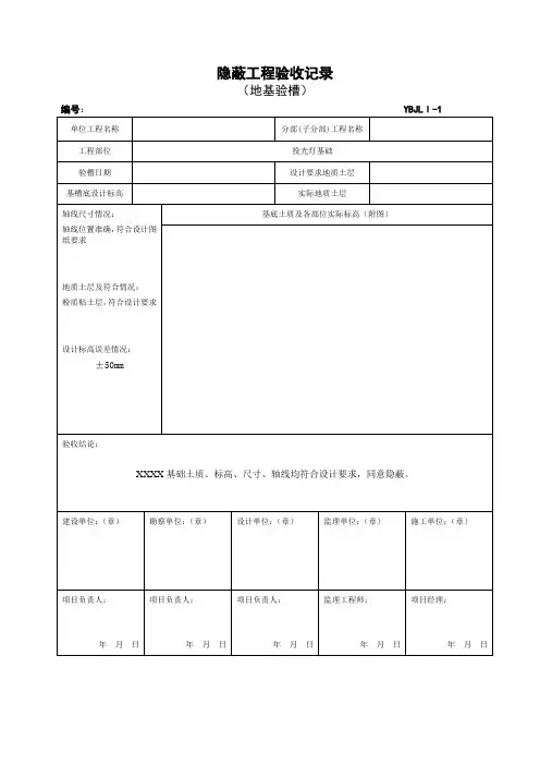 地基验槽记录模板
