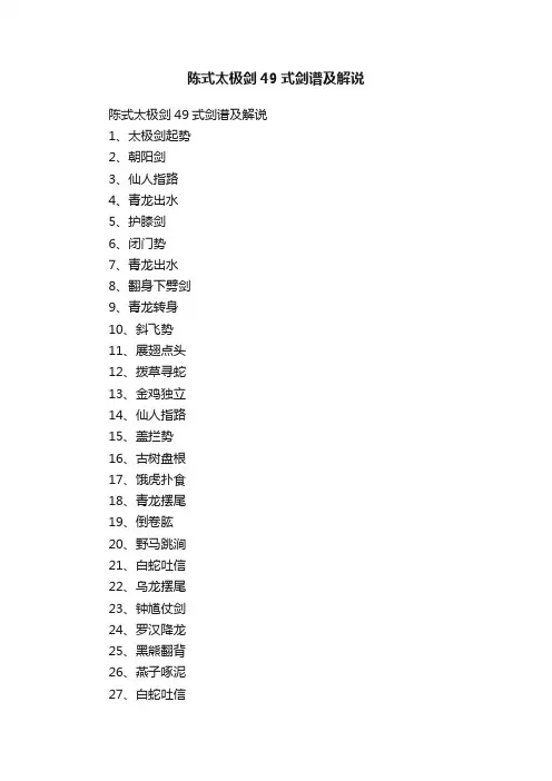 陈式太极剑49式剑谱及解说