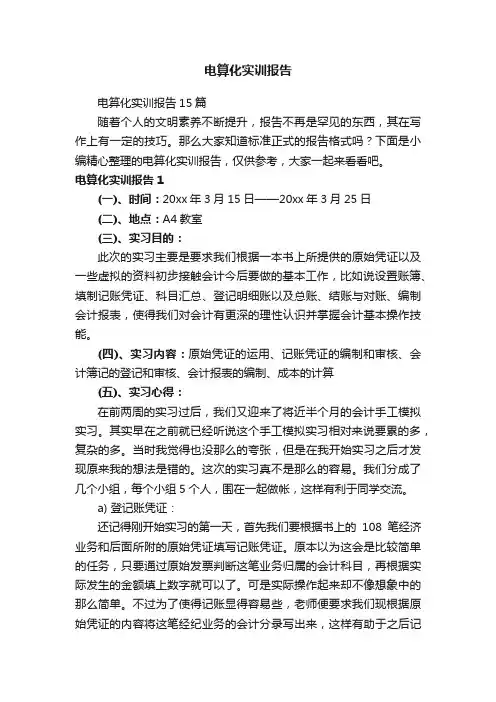电算化实训报告15篇