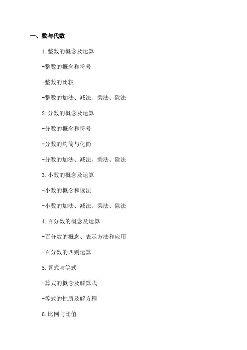 七年级数学知识要点