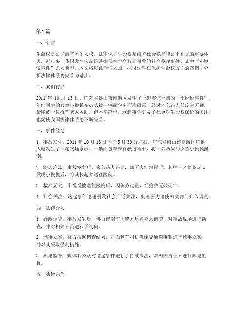法律保护生命的案例(3篇)