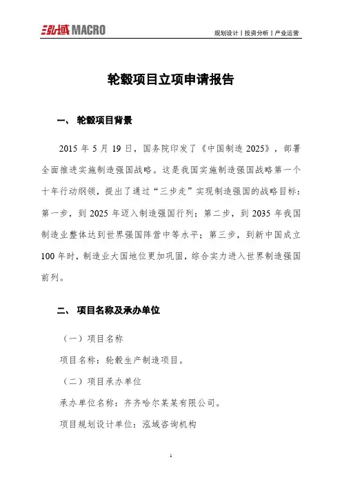 轮毂项目立项申请报告