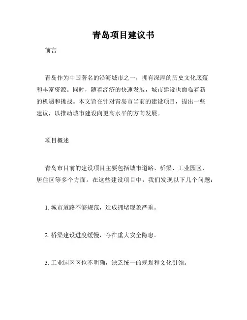 青岛项目建议书