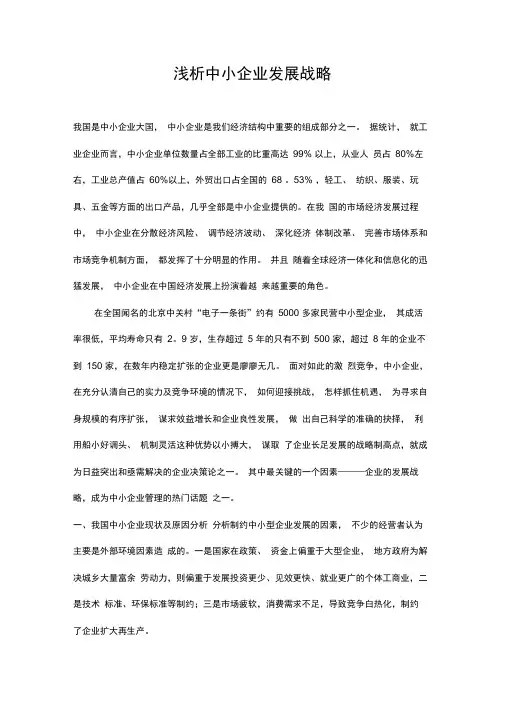 浅析中小企业发展战略