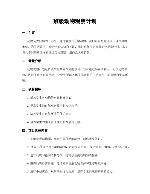 班级动物观察计划