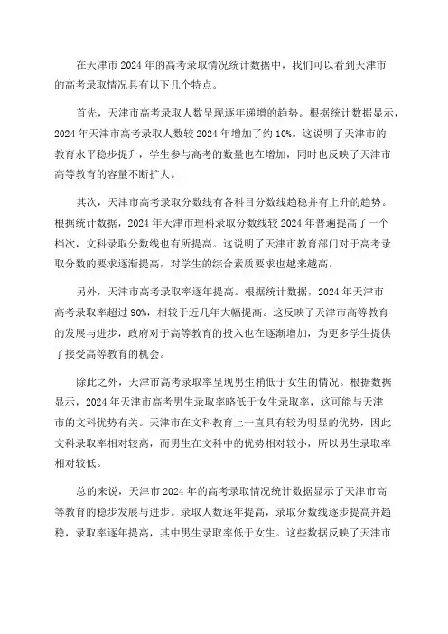 天津市2024年录取情况统计