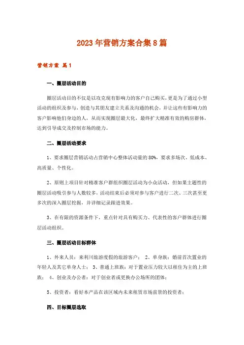 2023年实用文_营销方案合集8篇