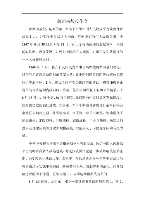 鲁西南战役作文