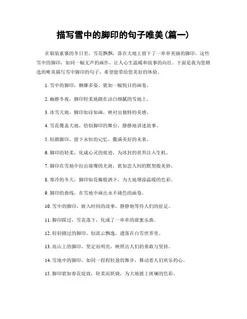 描写雪中的脚印的句子唯美(精选合集2篇)
