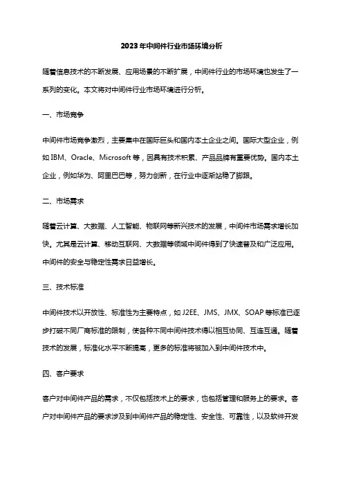 2023年中间件行业市场环境分析