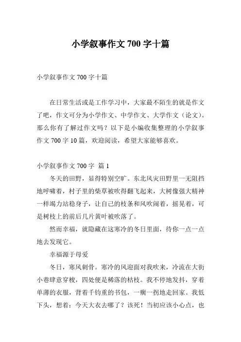 小学叙事作文700字十篇
