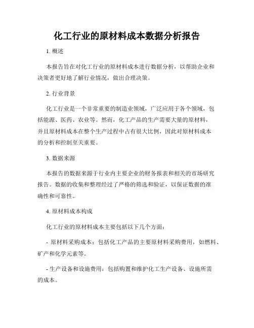 化工行业的原材料成本数据分析报告