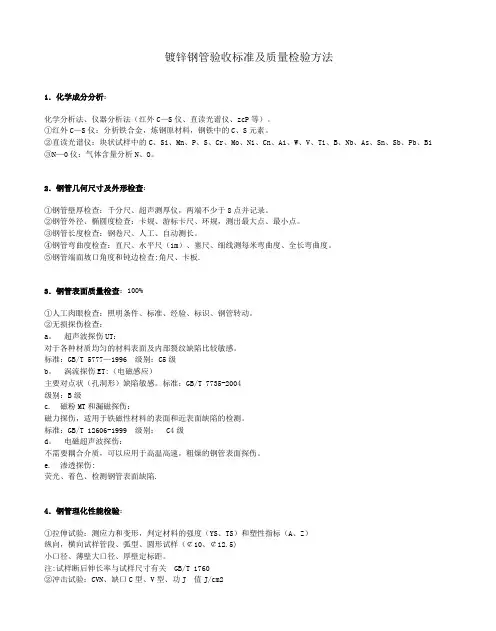 镀锌钢管验收标准及壁厚重量