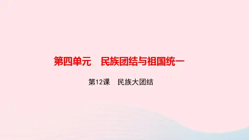 八年级历史下册第四单元民族团结与祖国统一第12课民族大团结作业课件新人教版