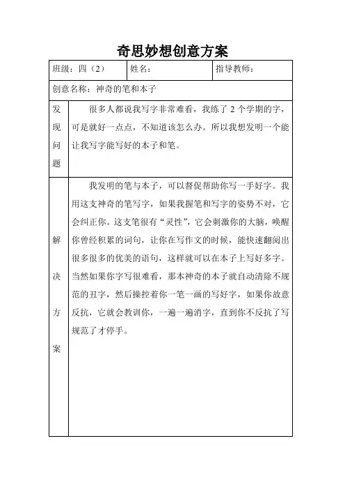 奇思妙想创意方案 1