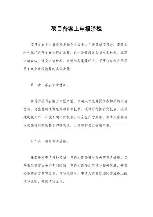 项目备案上申报流程