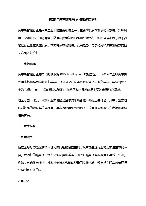 2023年汽车热管理行业市场前景分析
