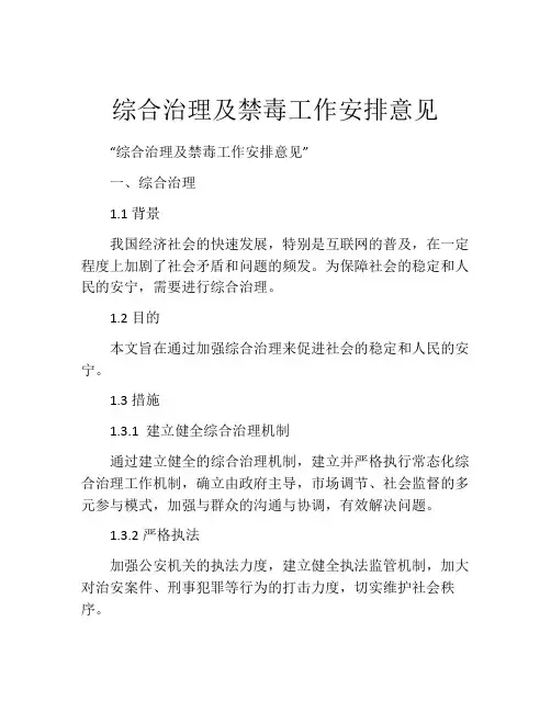 综合治理及禁毒工作安排意见