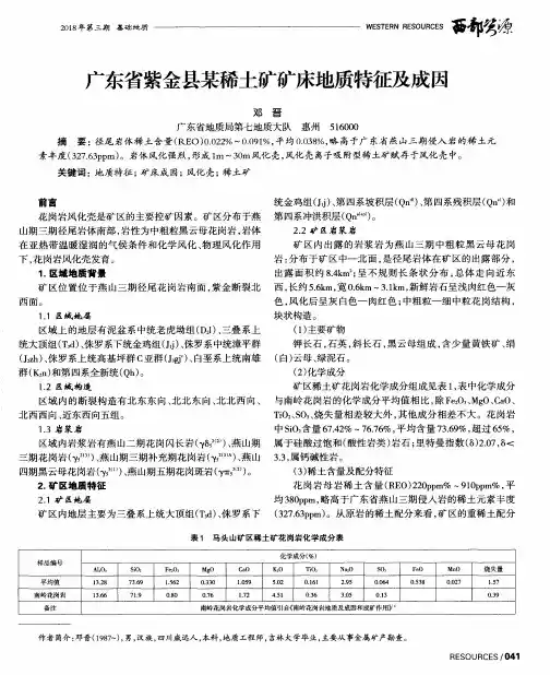 广东省紫金县某稀土矿矿床地质特征及成因