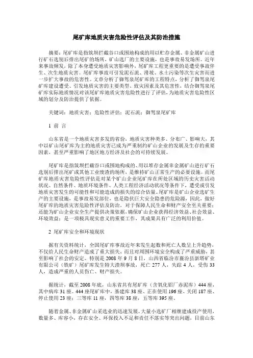 尾矿库地质灾害危险性评估及其防治措施
