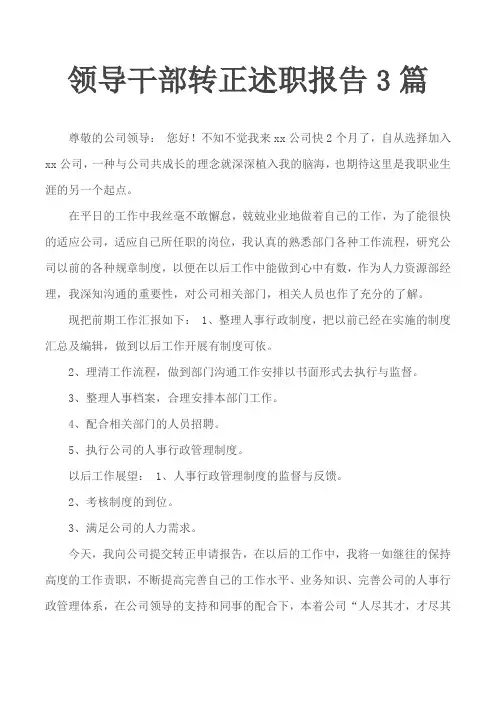 领导干部转正述职报告3篇