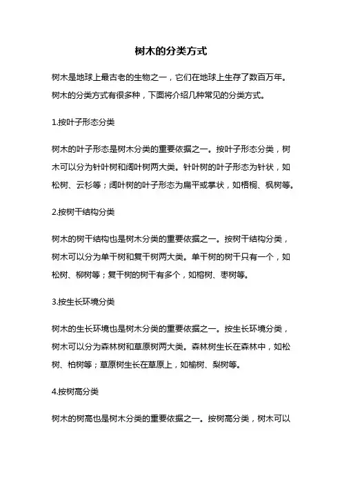 树木的分类方式