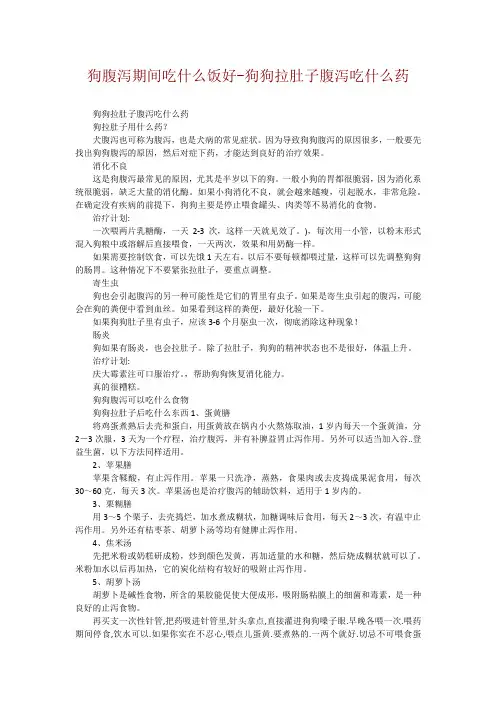 狗腹泻期间吃什么饭好-狗狗拉肚子腹泻吃什么药