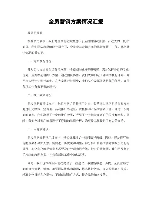 全员营销方案情况汇报