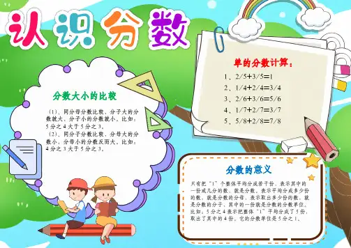 【手抄小报】认识分数小报我爱数学电子手抄报A4模板(附线稿)