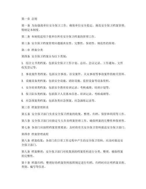 安全保卫档案管理制度