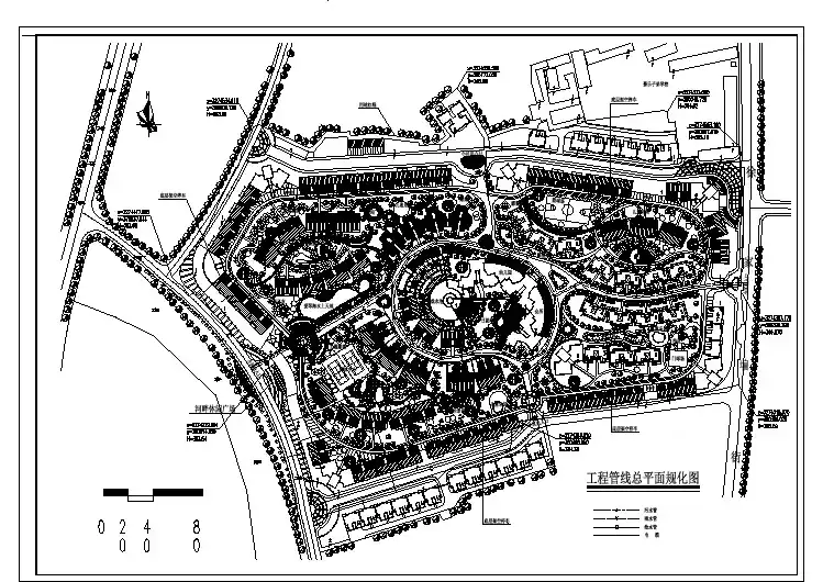 住宅小区总图-工程管线总平面规化CAD图
