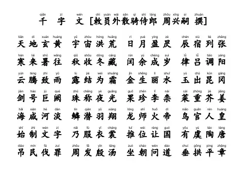 千字文(大字拼音打印版)无错字
