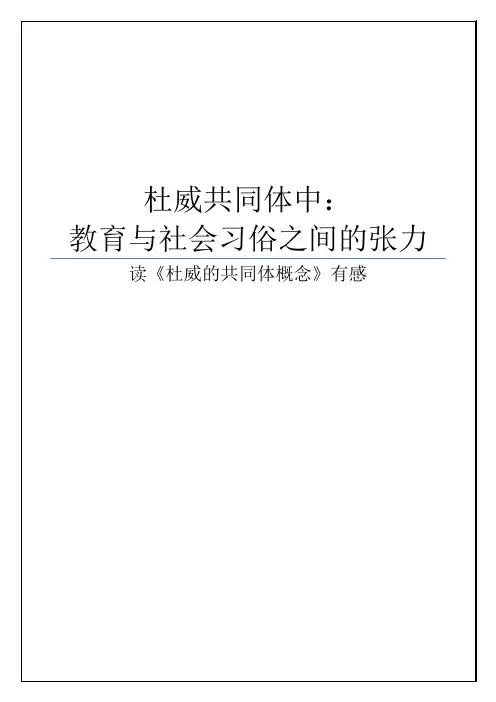 关于杜威的共同体观念的一些理解和想法
