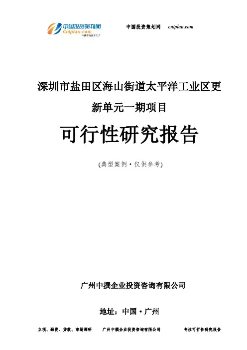 深圳市盐田区海山街道太平洋工业区更新单元一期项目可行性研究报告-广州中撰咨询
