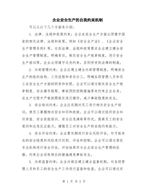 企业安全生产的自我约束机制