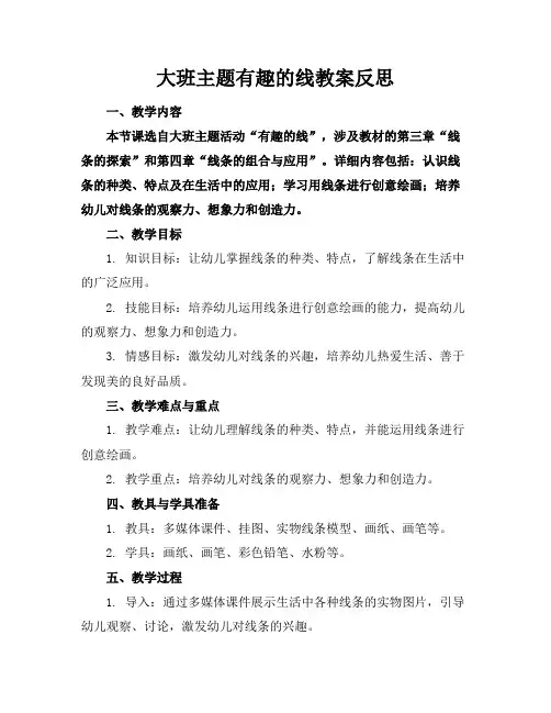 大班主题有趣的线教案反思