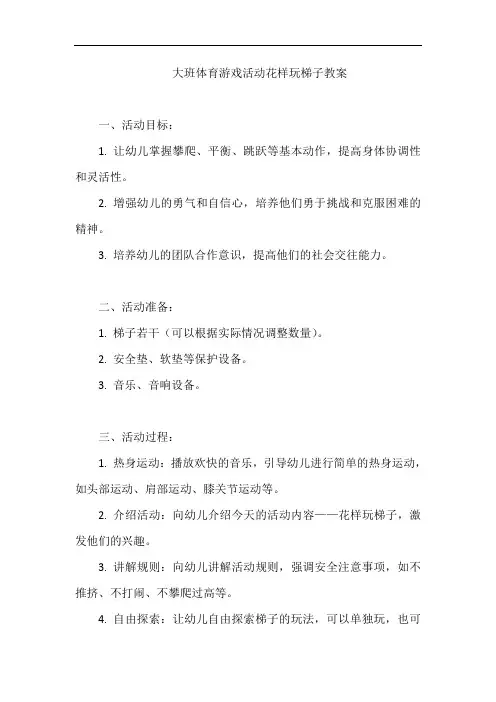 大班体育游戏活动花样玩梯子教案
